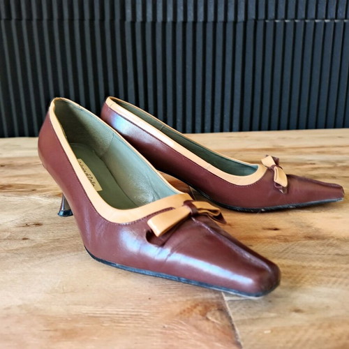 Gaetano Pelle leather pumps size 37 used, brown with beige details