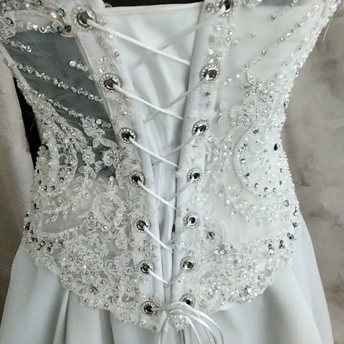 Wedding bustier embroidered with stones, strass and Swarovski, new