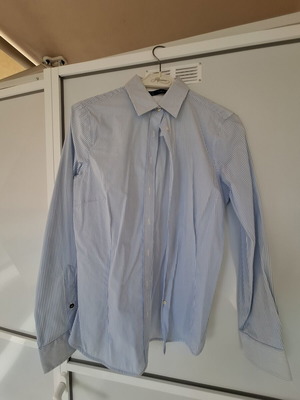 Zara Basics striped shirt white and blue, like new