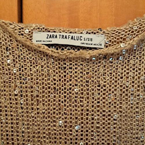 Zara dress knitted with gold sequins like new, size S