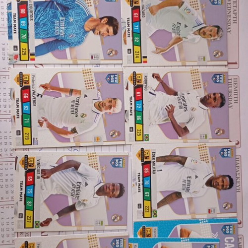 Real Madrid football cards used, pack of 11