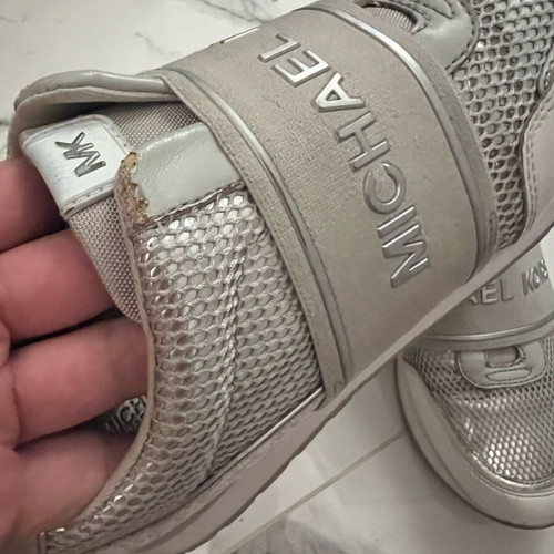 Michael Kors women's silver sports shoes used, size 38