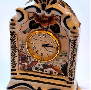 Vintage Heinen Delft Hand Painted Decorative Quartz Clock - Holland Delft Pottery - Perfect Working