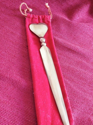 Handmade brass letter opener new with velvet pouch