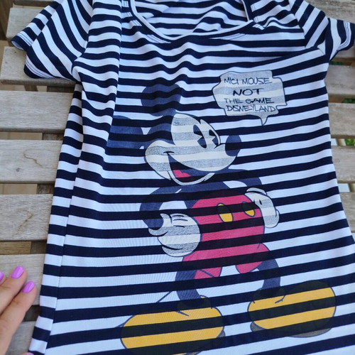 Maxi striped dress with Mickey like new, white and blue