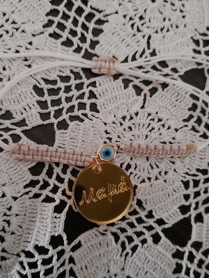 Mama bracelet handmade with plexiglass, eye charm and gold beads