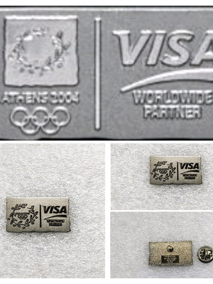 Athens 2004 Pin with Visa and Olympic Logo, New