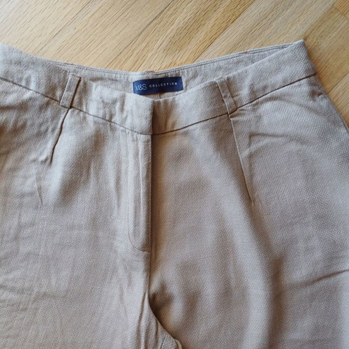 Marks & Spencer wide pants used, beige with belt, size 38