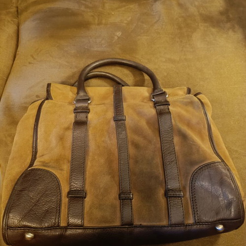 Zara leather handbag used, beige and brown