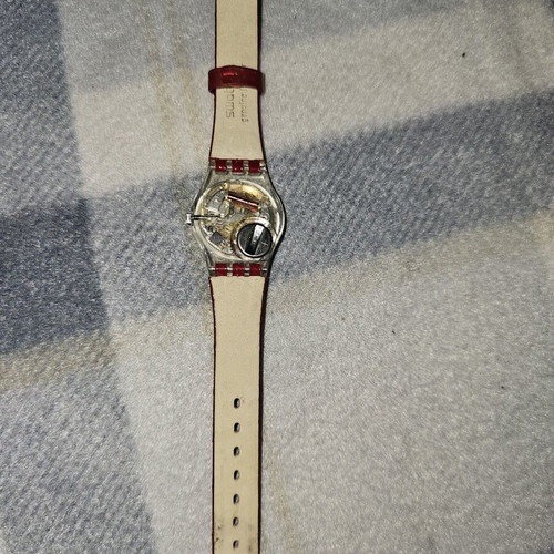 Swatch Strawberry Jam 2003-4 women's watch used, red leather strap