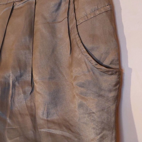 Satin khaki mini skirt - S