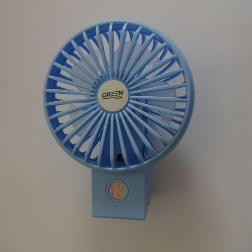 Rechargeable fan with blue LED light, USB A, portable