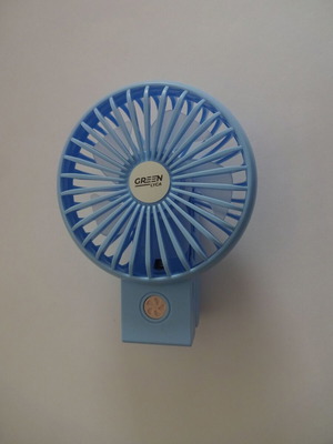 Rechargeable fan with blue LED light, USB A, portable