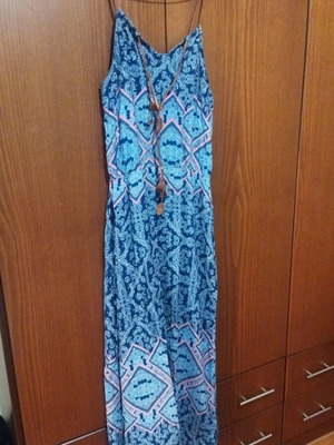 Maxi dress used, size S/M, blue multicolor