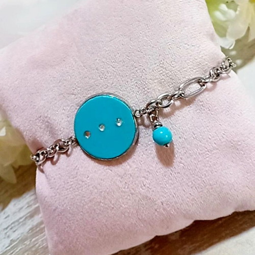Handmade steel bracelet with turquoise motif, new
