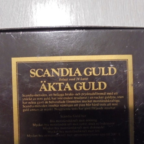 Vintage Scandia Guld set with two mini salt shakers and tray like new
