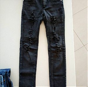 Τζιν παντελόνι Zara μαύρο με σκισίματα για κορίτσι 11-12 ετών.