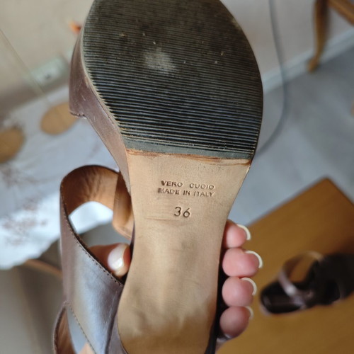 Anna F Leather Sandals Used, Brown, Size 36