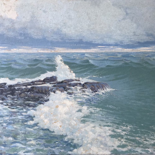 P. Pachatouridis painting used, oil on hardboard 70x90 with frame