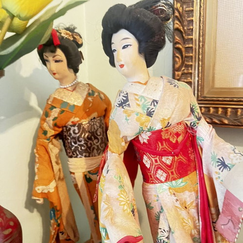 Japanese Geisha Dolls, set of 2, Nihon Ningyo