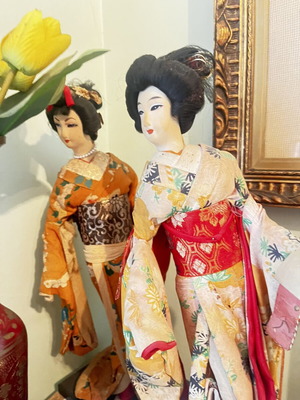 Japanese Geisha Dolls, set of 2, Nihon Ningyo