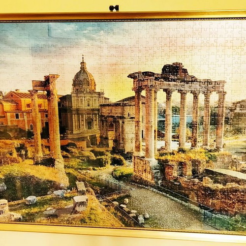 Set of 12 large beautiful puzzles with quality wooden/golden frames and glass