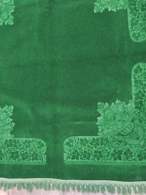 Vintage velvet tablecloth Helios green cypress 1.40 x 1.40 like new