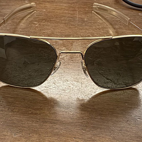 Randolph Engineering USA Aviator Commander sunglasses 23K gold plated like new