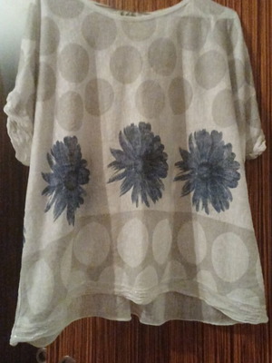 Semi-transparent plus size blouse, white and blue