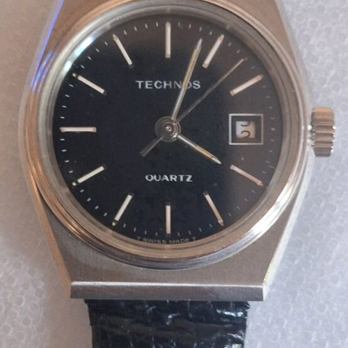 Technos Swiss women's watch new, steel with black dial and strap