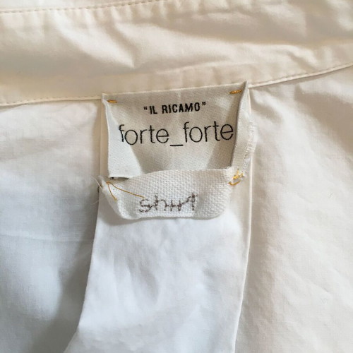Forte Forte En Fleur shirt used, white cotton poplin with floral embroidery