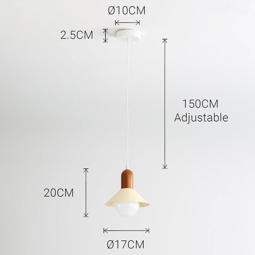 Niuniaj Hanging Ceiling Lamp E27, adjustable cable 150 cm, cream and brown