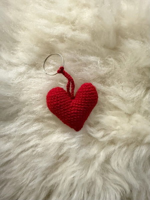 Amigurumi keychain new, red heart for Valentine's Day