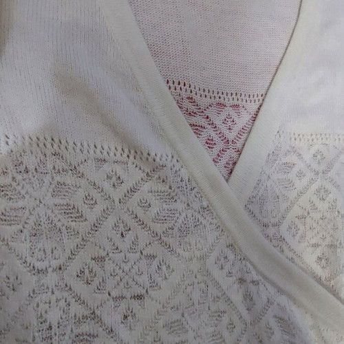 Knitted ancora wrap blouse with cords white size L like new