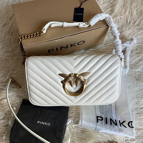 Pinko Crossbody Bag New White Beige