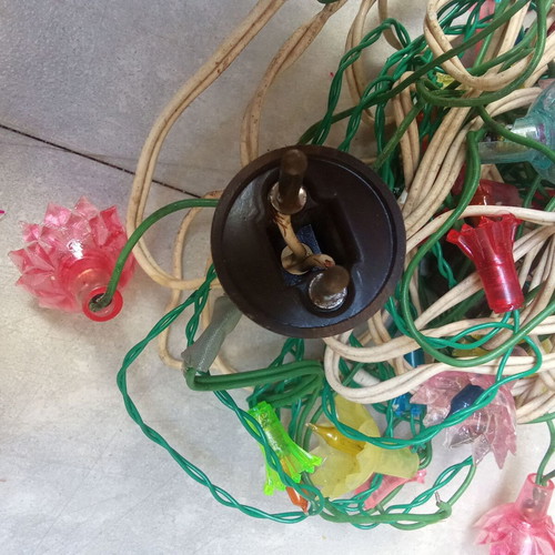 Christmas lights used, vintage 1960s decoration set needing repair