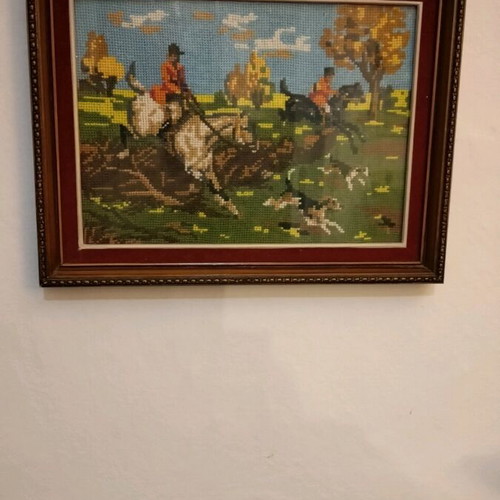 Cross-stitch embroidered painting like new, size 26x34