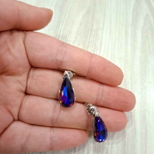 Teardrop earrings with crystal like new, multicolor