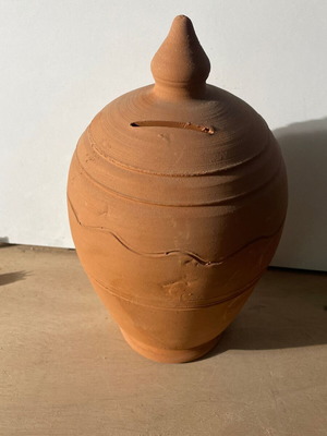 Handmade clay piggy bank 25cm height (No3) new