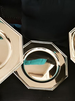 Decorative plates discs 30x30 gold color plastic new