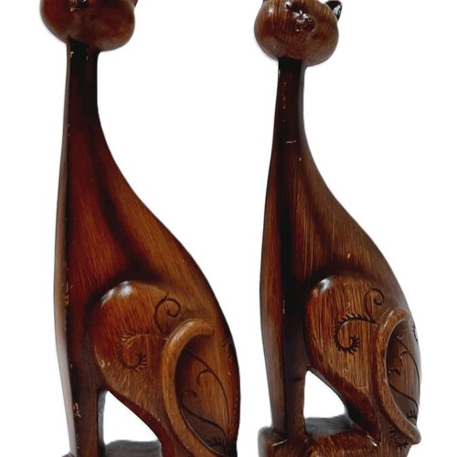 Vintage cat figurines set of two polyresin 90s