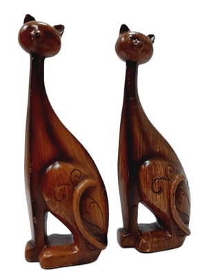 Vintage cat figurines set of two polyresin 90s