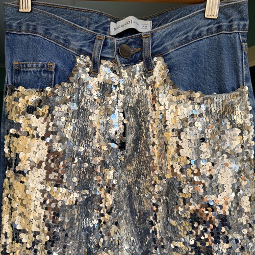 Sac & Co sequin jeans XS like new, blue and silver