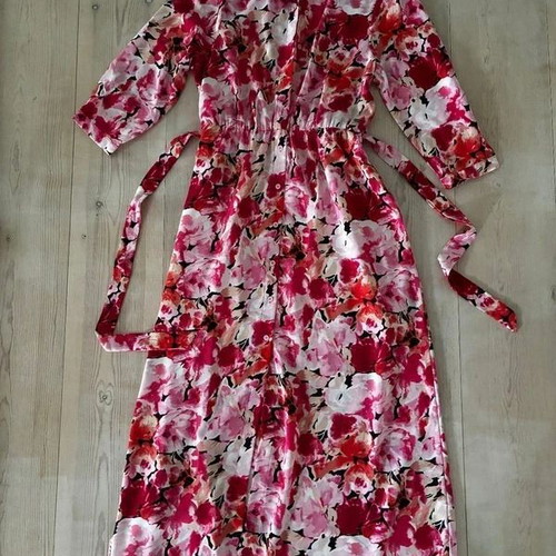 Suzzy & Milly midi dress with front button shirt style, floral pink