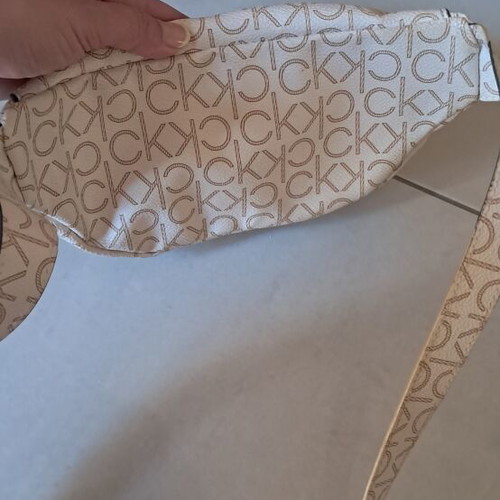 Calvin Klein crossbody bag, white and beige with logo detail