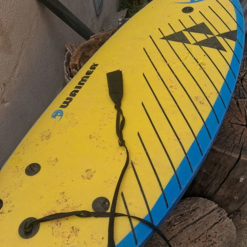 Waimea bodyboard used with safety leash