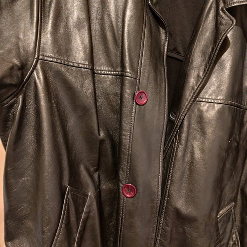 Lapel men's leather jacket size L like new, black