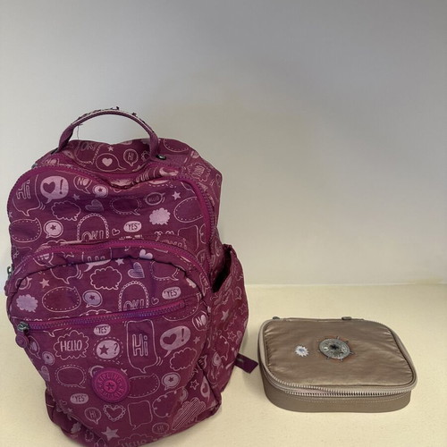 Kipling school bag like new with pencil case, purple color