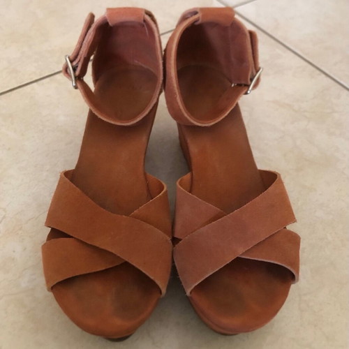 Oysho women's shoes used, size 37, terracotta platform heels