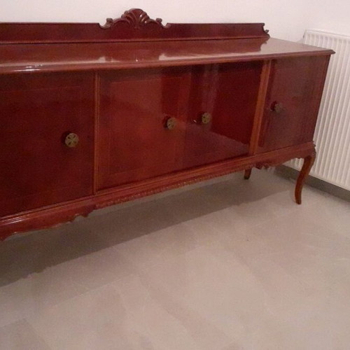 Handmade antique buffet with marquetry, 2.18x1.18x0.52 m